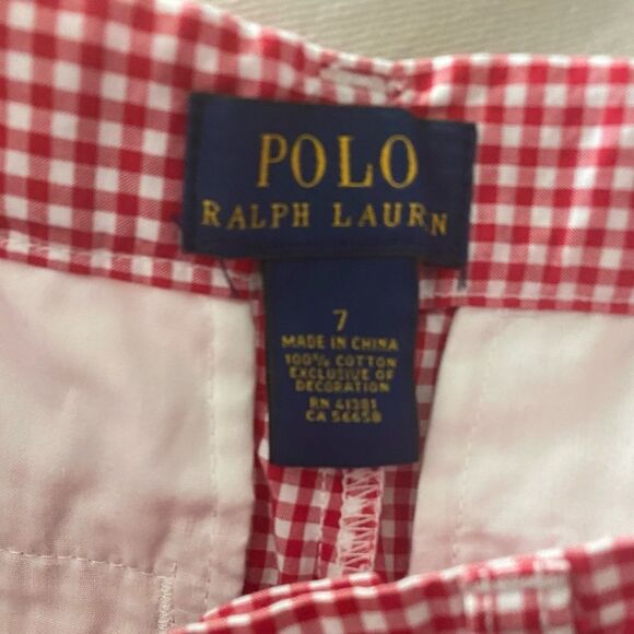 Polo Ralph Lauren Red White Checkered Gingham Boy Shorts Size 7 Preppy - Picture 3 of 3